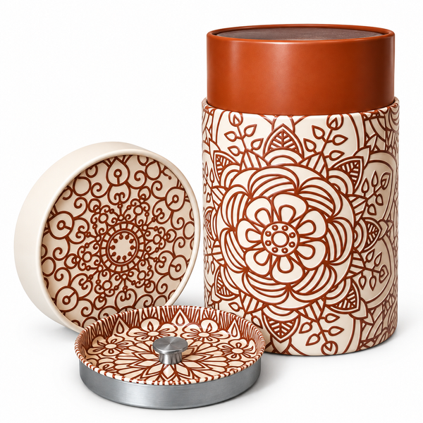 Puszka na herbatę  Mandala 150 g - kremowa